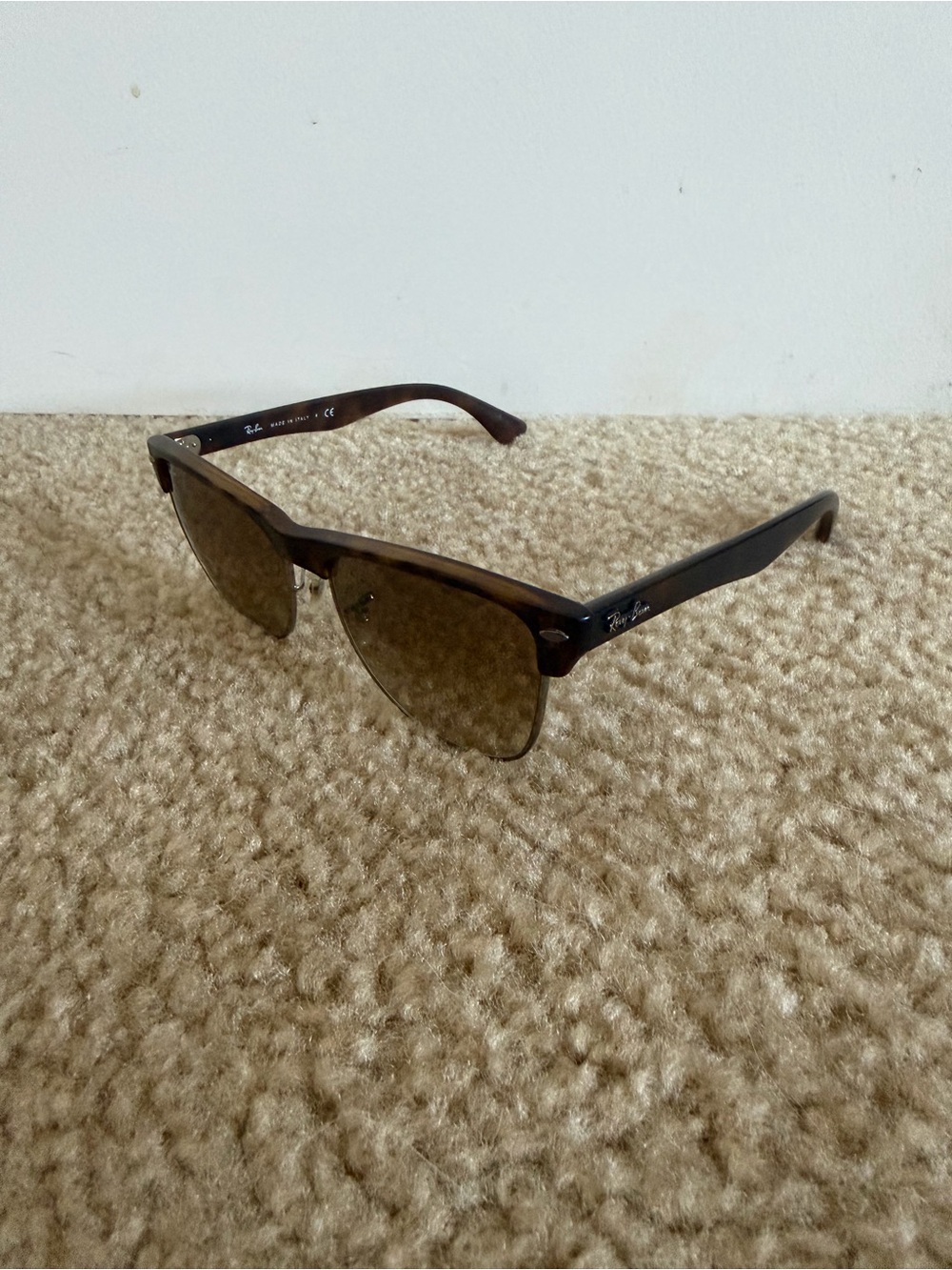 Ray-Ban Clubmaster Oversized Tortoiseshell Frame Sunglasses with Brown Lenses